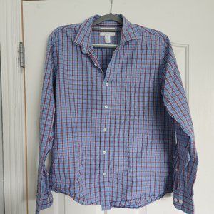 Amazon Essentials Slim Fit Plaid Long Sleeve Red Blue Button Down Shirt Large